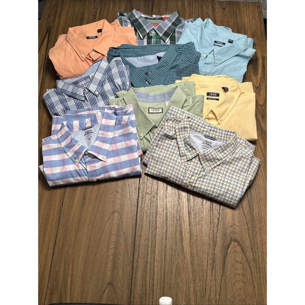 Izod Men's BUNDLE 9-Long Sleeve Button-Up Shirts Sz XXL